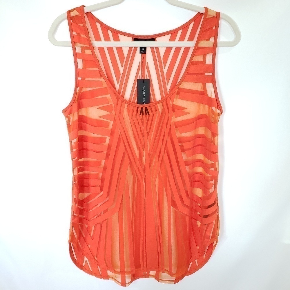 WORTHINGTON Orange Overlay Tank Size M NWT